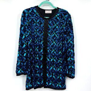 Laurence Kazar vintage sequined blazer 100% silk Woman’s size medium Large